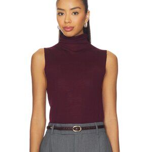 Eaves Alaska Sleeveless Knit Mockneck in Currant Red Wool Sleeveless Tank XS